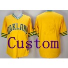 Men's Oakland Athletics Customized Yellow Cooperstown Throwback Cool Base Jersey