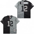 Men's Oakland Raiders #12 Kenny Stabler Black Gray Split 1976 Throwback Jersey