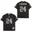 Men's Oakland Raiders #24 Charles Woodson Black 2002 Throwback Jersey