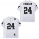 Men's Oakland Raiders #24 Charles Woodson White 2002 Super Bowl XXXVII Throwback Jersey