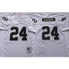 Men's Oakland Raiders #24 Charles Woodson White Throwback Jersey