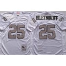 Men's Oakland Raiders #25 Fred Biletnikoff White Silver Throwback Jersey