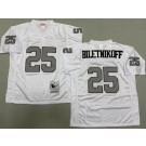 Men's Oakland Raiders #25 Fred Biletnikoff White Sliver Throwback Jersey