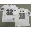 Men's Oakland Raiders #32 Marcus Allen White Sliver 1984 Throwback Jersey