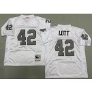 Men's Oakland Raiders #42 Ronnie Lott White Sliver Throwback Jersey