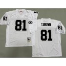 Men's Oakland Raiders #81 Tim Brown White 1994 Throwback Jersey