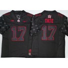 Men's Ohio State Buckeyes #17 Carnell Tate Limited Black Stranger Things Stuck In The Upside Down Football Jersey