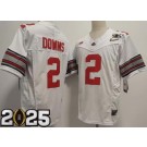 Men's Ohio State Buckeyes #2 Caleb Downs White 2025 Finals Diamond FUSE College Football Jersey