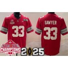 Men's Ohio State Buckeyes #33 Jack Sawyer Limited Red 2025 National Champions College Football Jersey