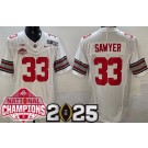 Men's Ohio State Buckeyes #33 Jack Sawyer Limited White 2025 National Champions College Football Jersey