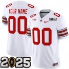 Men's Ohio State Buckeyes Customized Limited White 2025 Finals FUSE College Football Jersey