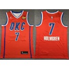 Men's Oklahoma City Thunder #7 Chet Holmgren Orange Statement Icon Sponsor Swingman Jersey