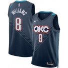 Men's Oklahoma City Thunder #8 Jalen Williams Navy 2025 City Heat Press Jersey