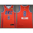 Men's Oklahoma City Thunder #8 Jalen Williams Orange Statement Icon Sponsor Swingman Jersey