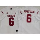 Men's Oklahoma Sooners #6 Baker Mayfield White College Football Jersey