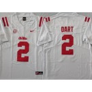 Men's Ole Miss Rebels #2 Jaxson Dart Limited White College Football Jersey