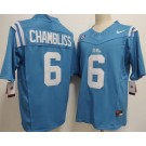 Men's Ole Miss Rebels #6 Trinidad Chambliss Light Blue College Football Jersey