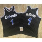 Men's Orlando Magic #1 Penny Hardaway Black 1993 Throwback Authentic Jersey