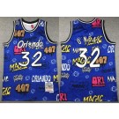 Men's Orlando Magic #32 Shaquille O'Neal Blue Doodle Fashion Swingman Jersey