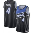 Men's Orlando Magic #4 Jalen Suggs Black Statement Heat Press Jersey