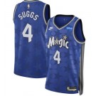 Men's Orlando Magic #4 Jalen Suggs Blue 2023 Classic Icon Heat Press Jersey