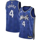 Men's Orlando Magic #4 Jalen Suggs Blue 2023 Classic Icon Heat Press Jersey