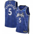 Men's Orlando Magic #5 Paolo Banchero Blue 2023 Classic Icon Heat Press Jersey