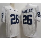 Men's Penn State Nittany Lions #26 Saquon Barkley White Player Name FUSE College Football Jersey
