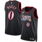 Men's Philadelphia 76ers #0 Tyrese Maxey Black Classic Heat Press Jersey