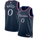 Men's Philadelphia 76ers #0 Tyrese Maxey Navy 2025 City Heat Press Jersey