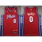 Men's Philadelphia 76ers #0 Tyrese Maxey Red Statement Icon Sponsor Swingman Jersey