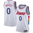 Men's Philadelphia 76ers #0 Tyrese Maxey White 2024 City Heat Press Jersey