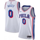 Men's Philadelphia 76ers #0 Tyrese Maxey White Heat Press Jersey