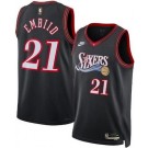 Men's Philadelphia 76ers #21 Joel Embiid Black Classic Heat Press Jersey