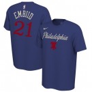 Men's Philadelphia 76ers #21 Joel Embiid Blue Printed T-Shirt 0786