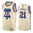 Men's Philadelphia 76ers #21 Joel Embiid Cream 2021 Earned Icon Hot Press Jersey