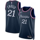 Men's Philadelphia 76ers #21 Joel Embiid Navy 2025 City Heat Press Jersey