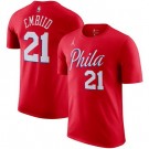 Men's Philadelphia 76ers #21 Joel Embiid Red Printed T Shirt 211074