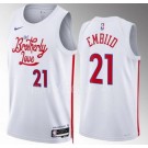 Men's Philadelphia 76ers #21 Joel Embiid White 2022 City Icon Heat Press Jersey