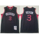 Men's Philadelphia 76ers #3 Allen Iverson Black Plaid 1996 Throwback Swingman Jersey