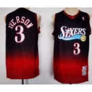 Men's Philadelphia 76ers #3 Allen Iverson Black Red Throwback Swingman Jersey