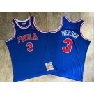 Men's Philadelphia 76ers #3 Allen Iverson Blue 1996 Throwback Authentic Jersey