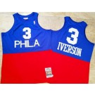 Men's Philadelphia 76ers #3 Allen Iverson Blue Red 2003 Hollywood Classic Authentic Jersey