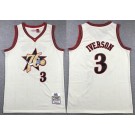 Men's Philadelphia 76ers #3 Allen Iverson Cream Chainstitch Throwback Swingman Jersey