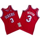 Men's Philadelphia 76ers #3 Allen Iverson Red Throwback Swingman Jersey