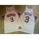 Men's Philadelphia 76ers #3 Allen Iverson White 1996 Throwback Authentic Jersey