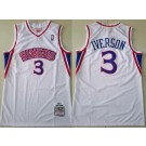 Men's Philadelphia 76ers #3 Allen Iverson White 1996 Throwback Swingman Jersey