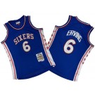 Men's Philadelphia 76ers #6 Julius Erving Blue 1976 Throwback Swingman Jersey