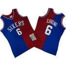 Men's Philadelphia 76ers #6 Julius Erving Blue Red Split 1982 Throwback Swingman Jersey