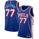 Men's Philadelphia 76ers #77 VJ Edgecombe Blue Heat Press Jersey